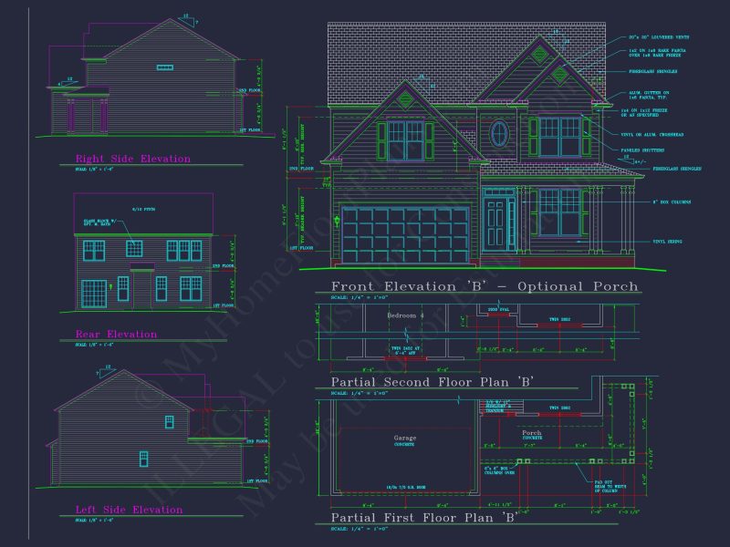 Modern house Plan with 4 Bedrooms, CAD Floor Plan, and Designs