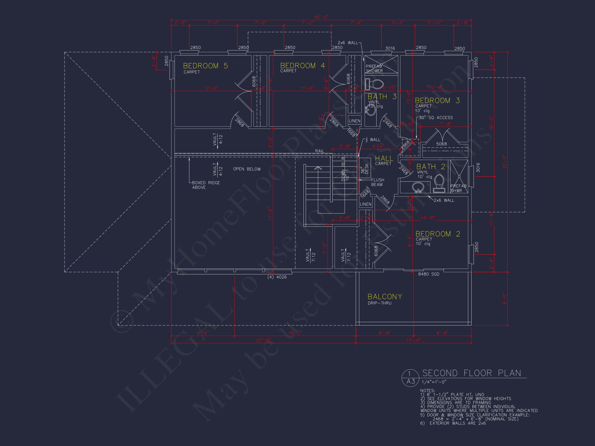 Modern Home Plan with 5 Bedrooms,Floor Plans & Blueprints