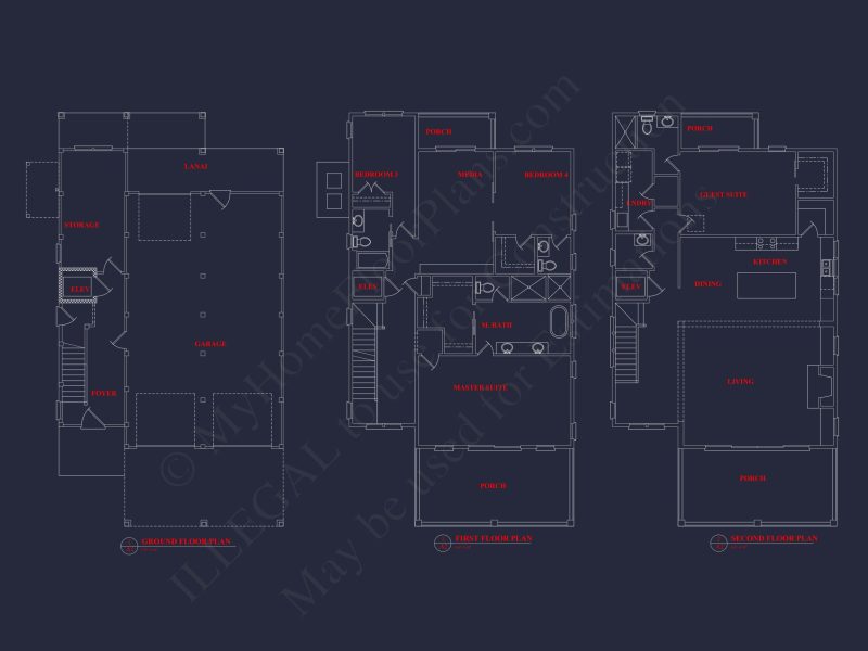 Modern house Plan with CAD Designs, 3 Floors, and Open Spaces