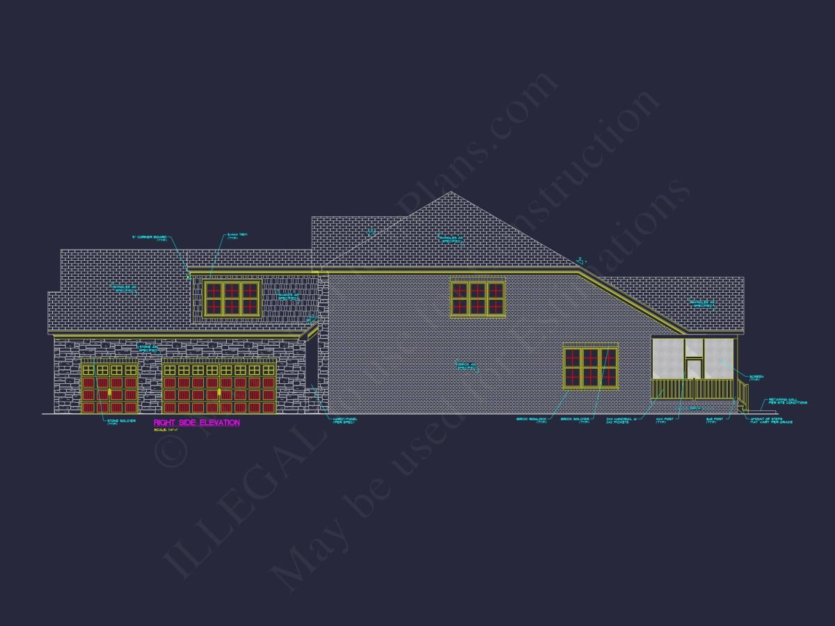 Modern house Plan with Detailed Blueprint and CAD Designs
