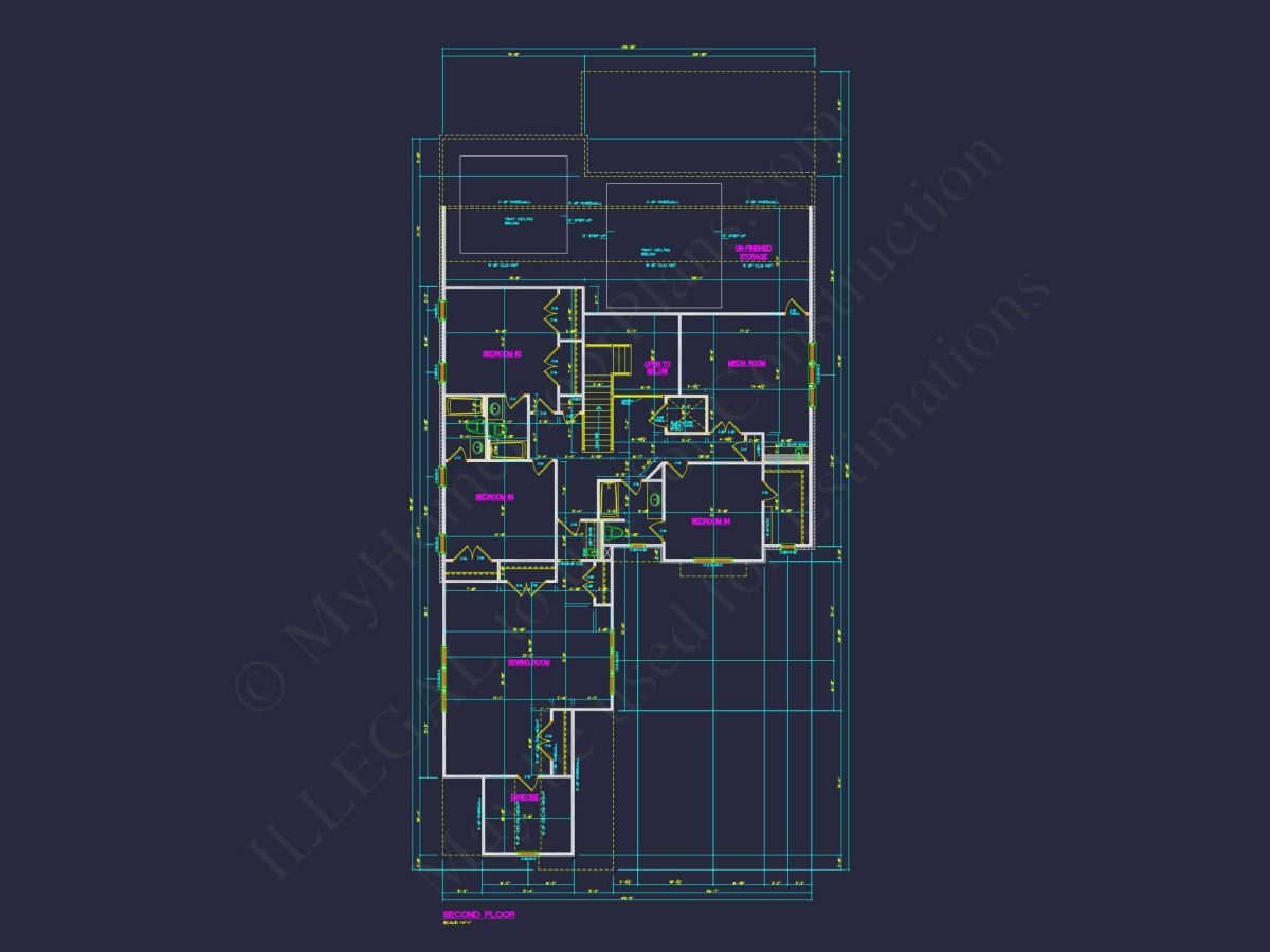 Modern house Plan with Detailed Blueprint and CAD Designs