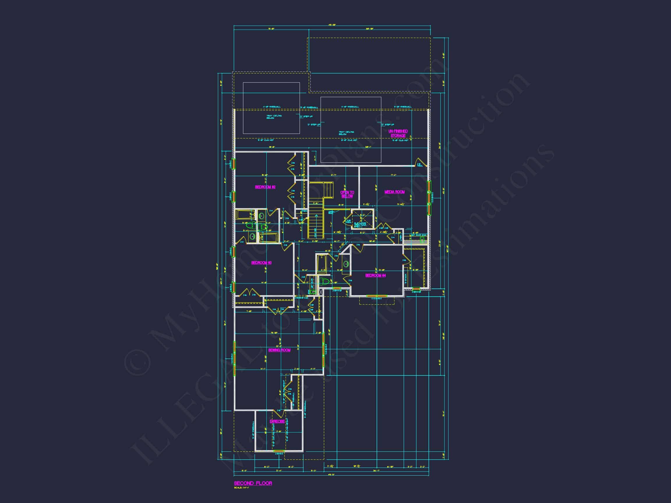 Modern house Plan with Detailed Blueprint and CAD Designs