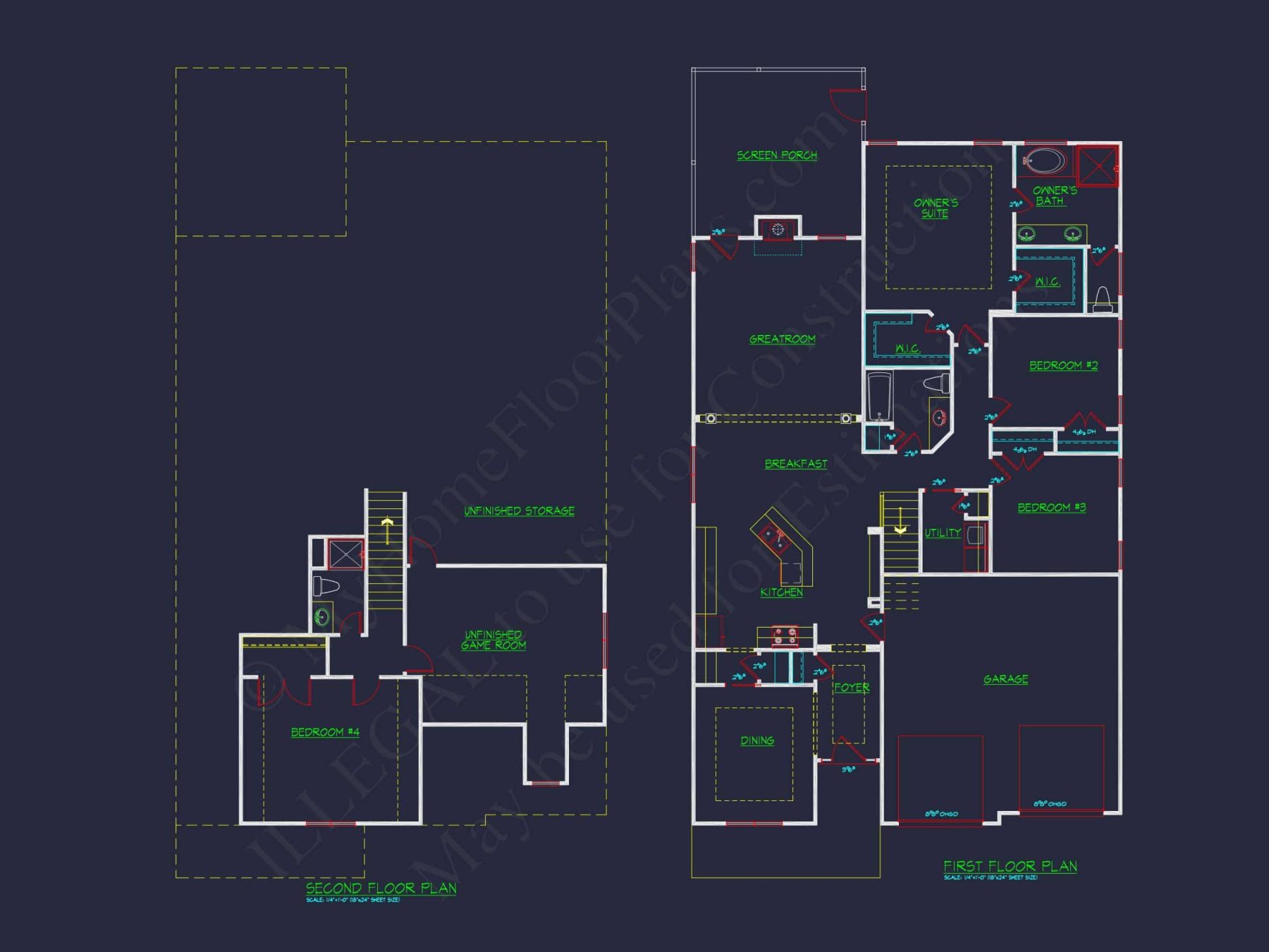 Modern house Plan with Floor Plan, CAD Blueprint & Designs