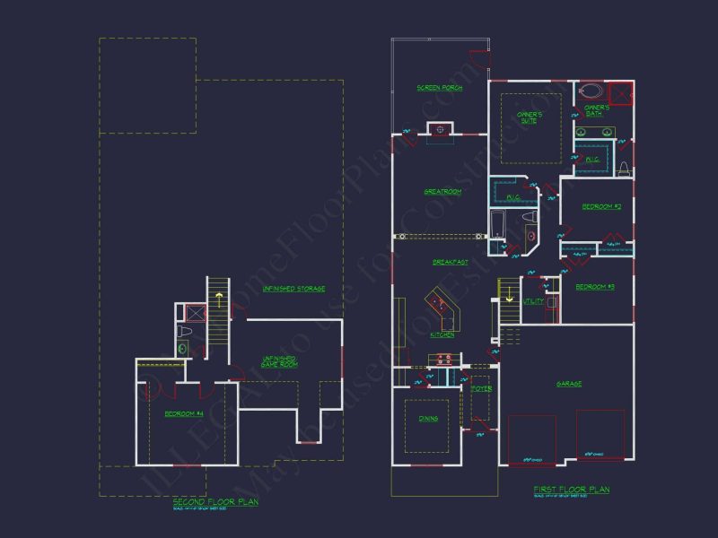 Modern house Plan with Floor Plan, CAD Blueprint & Designs