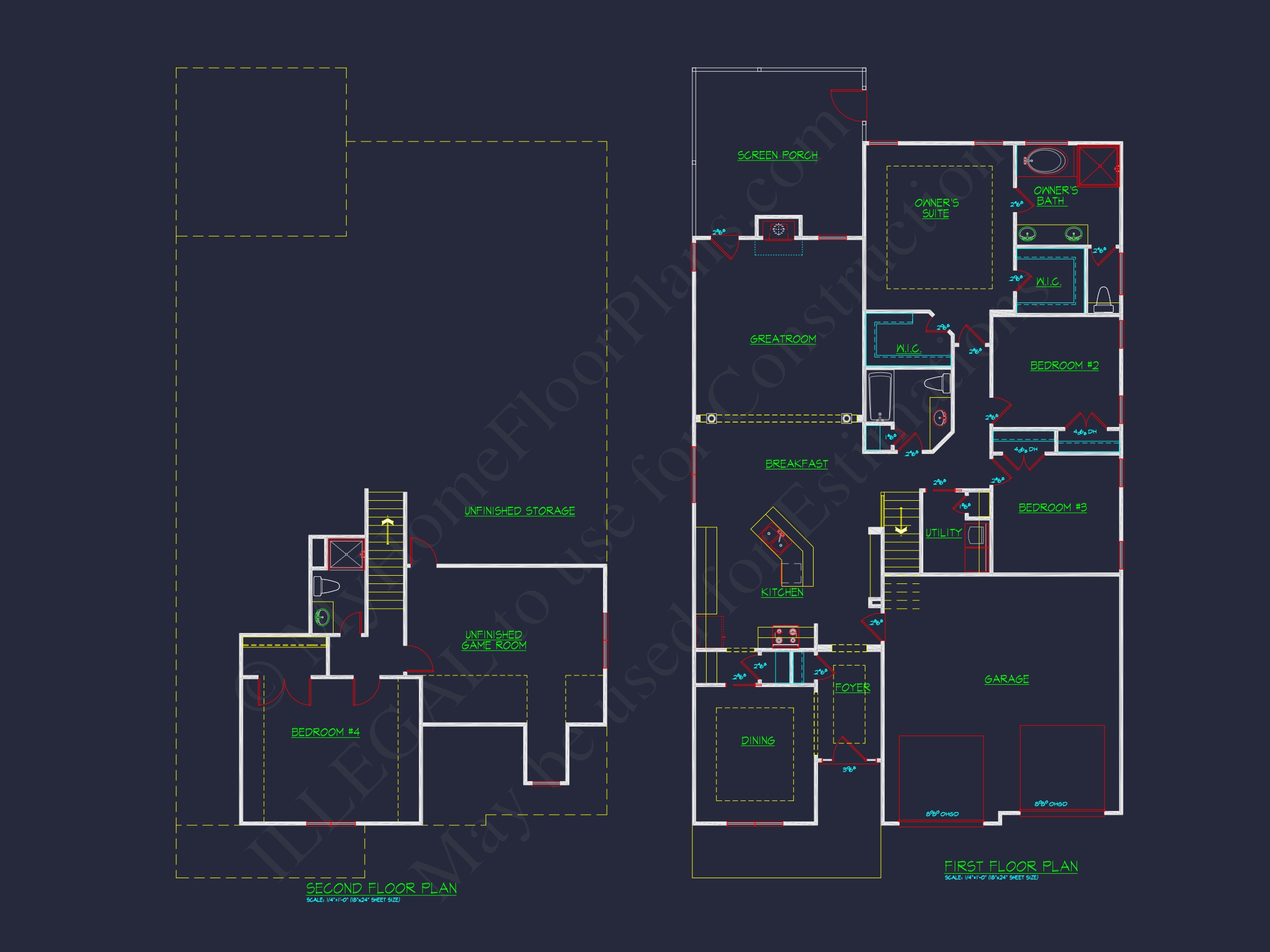 Modern Home Plan with Floor Plan,CAD Blueprint & Designs