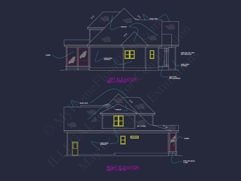 Modern house Plan with Open Layout, CAD Blueprint Designs