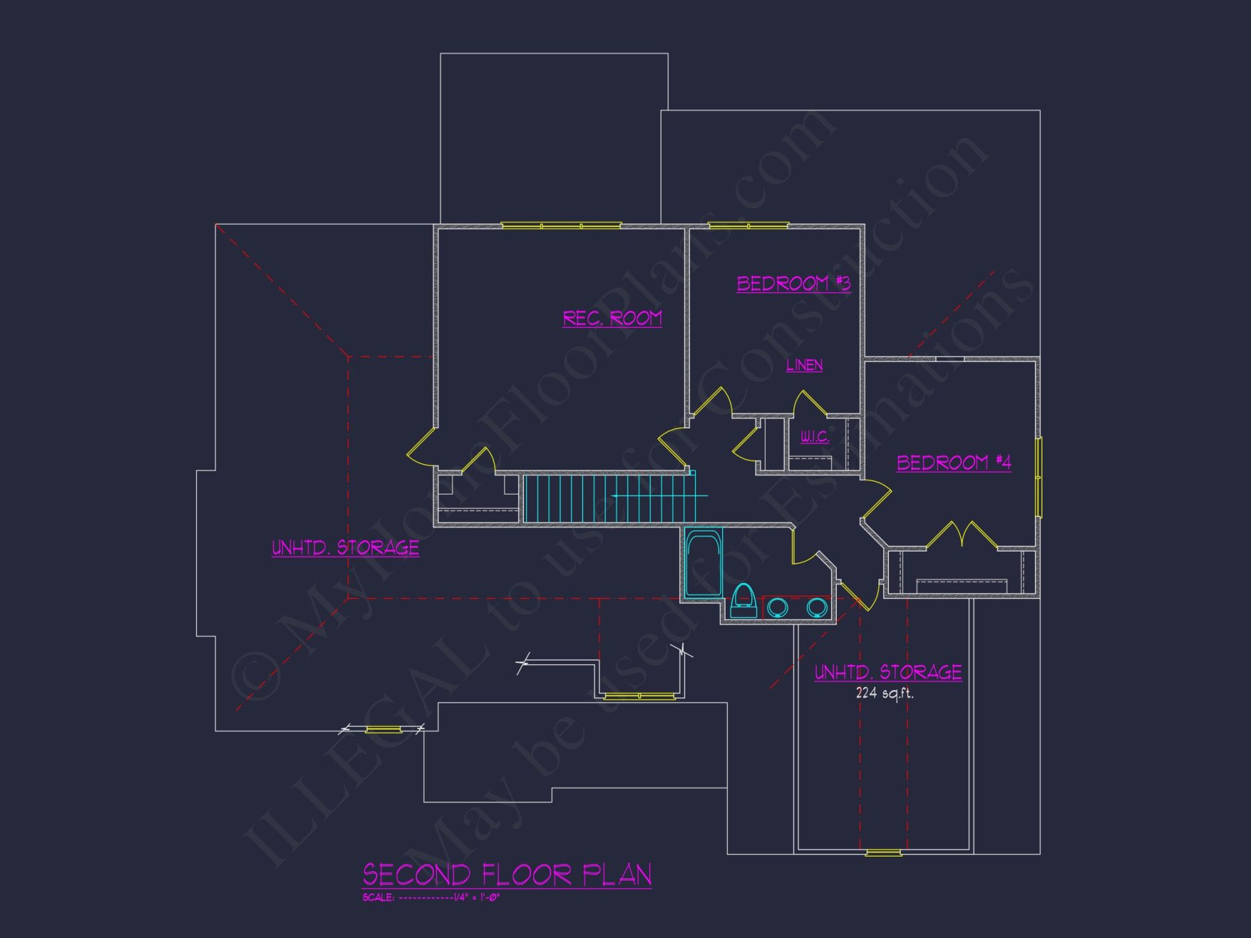 Modern house Plan with Open Layout, CAD Blueprint Designs