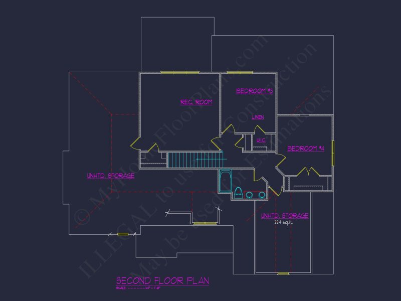 Modern house Plan with Open Layout, CAD Blueprint Designs