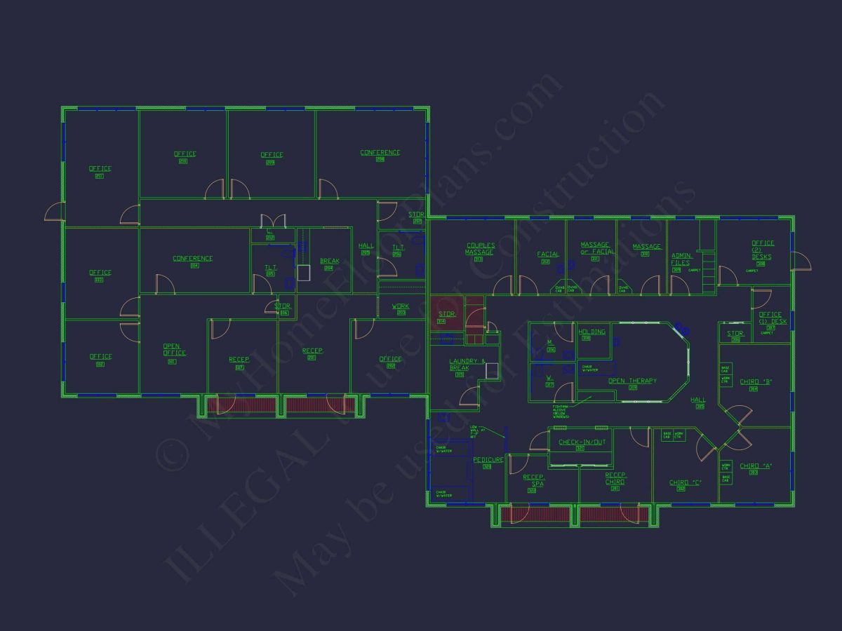 Modern Office Floor Plan with CAD Architecture and Designs