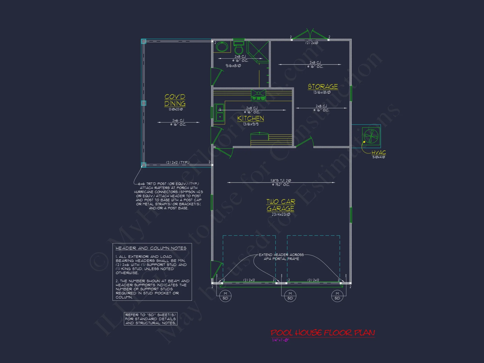 Modern Pool House Plan with Garage and Open Floor Layout