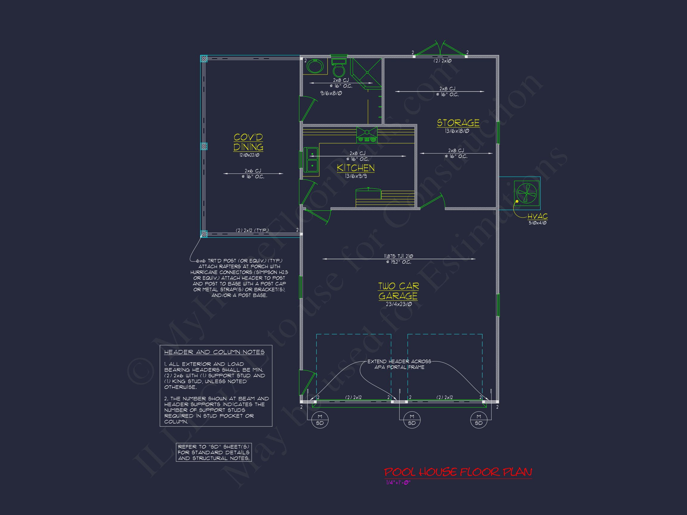 Modern Pool House Plan with Garage and Open Floor Layout