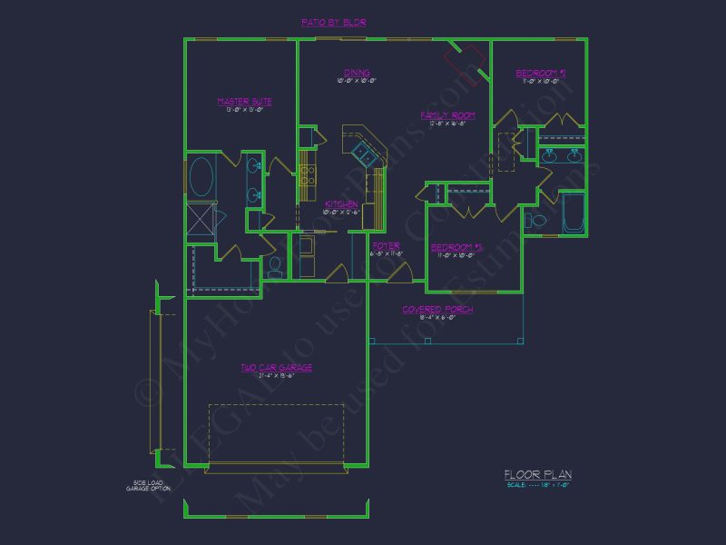 Modern Ranch-Style house Plan with Open Floor and CAD Designs