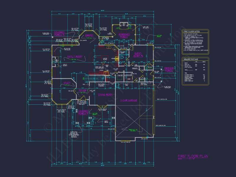 Modern Suburban Floor Plan with Detailed CAD Designs