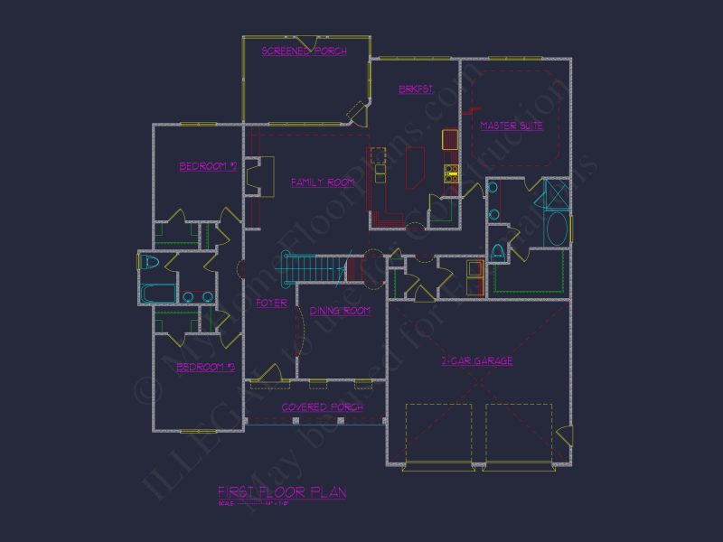 Modern Suburban house Blueprint: 4-Bedroom Floor Plan Designs