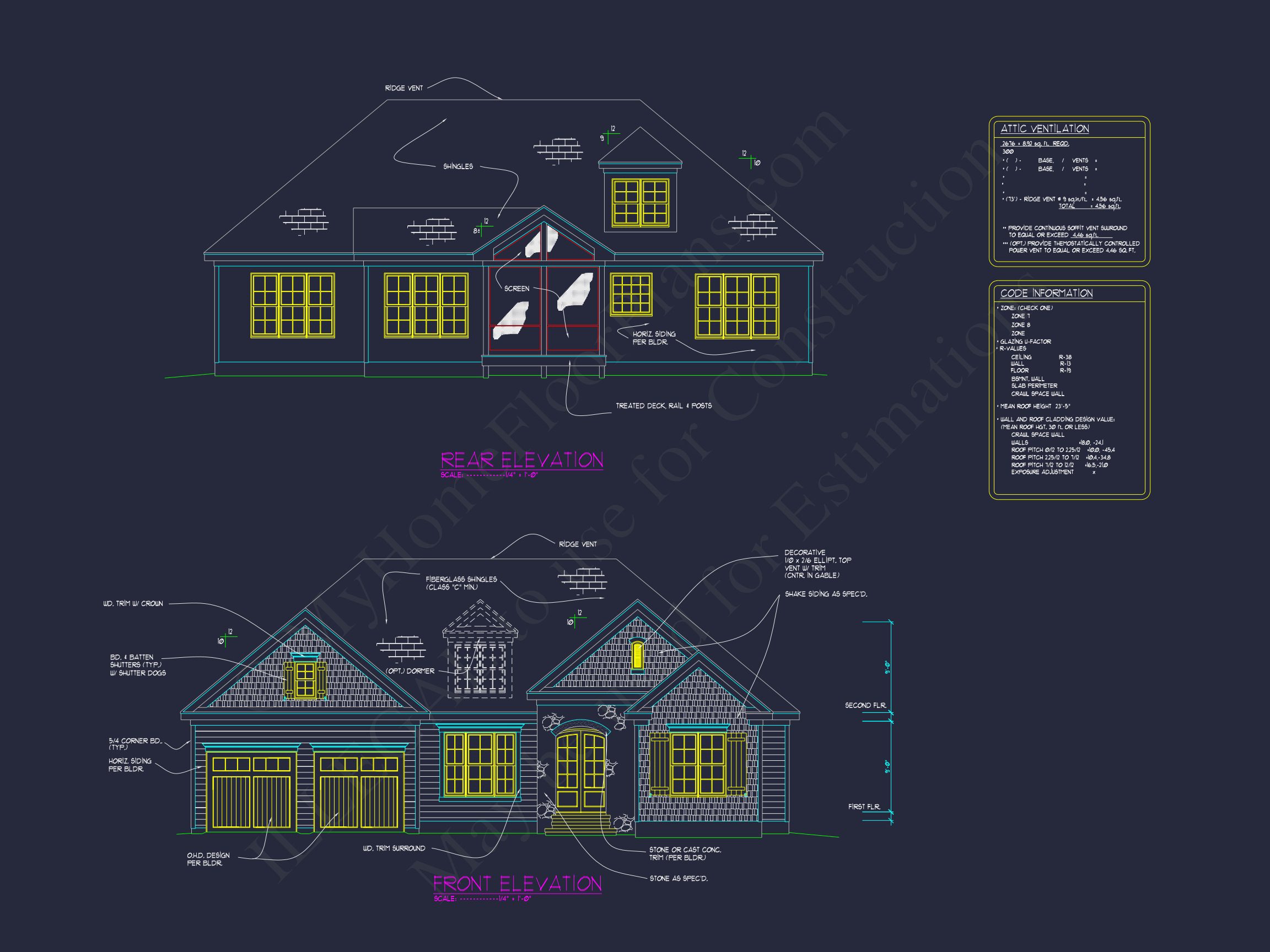 Modern Suburban Home Floor Plan & Blueprint with CAD Designs