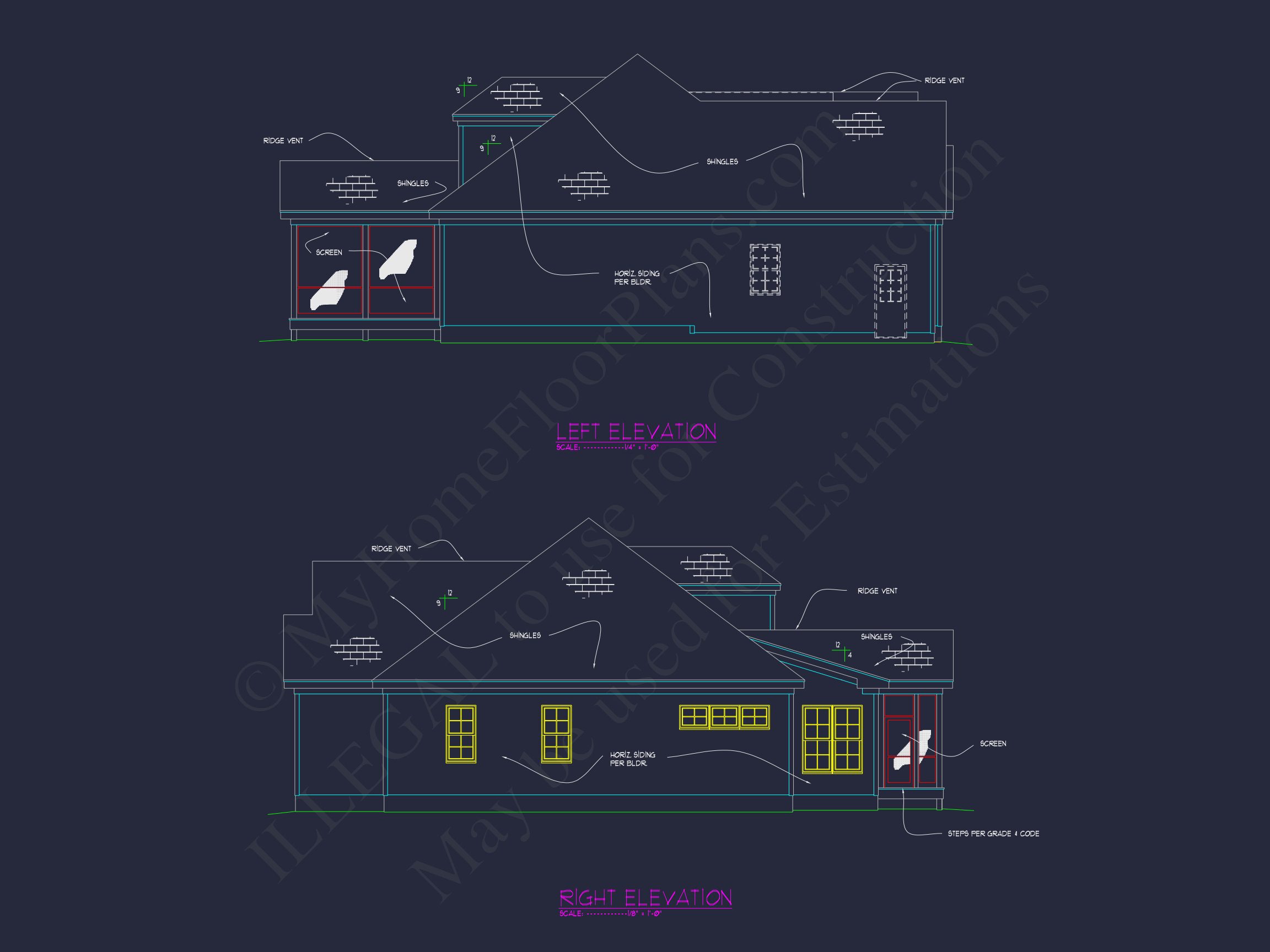 Modern Suburban Home Floor Plan & Blueprint with CAD Designs