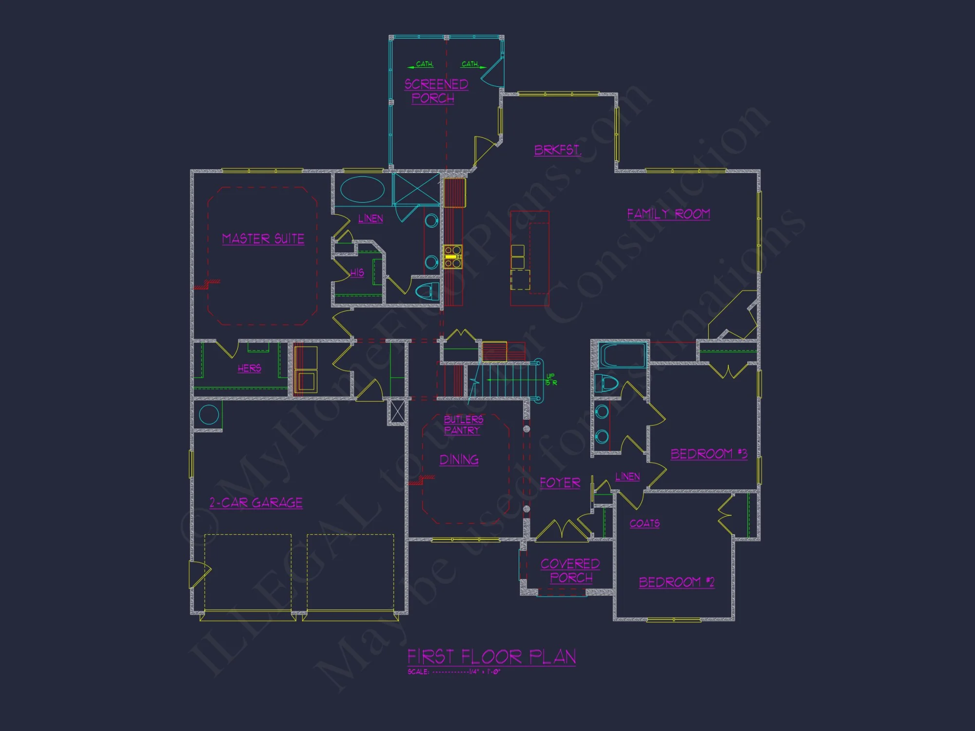 Modern Suburban house Floor Plan & Blueprint with CAD Designs