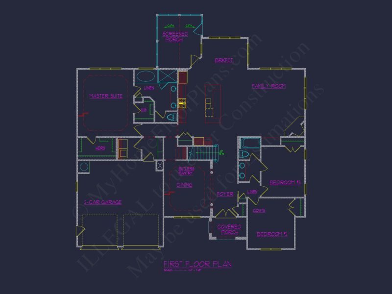 Modern Suburban house Floor Plan & Blueprint with CAD Designs