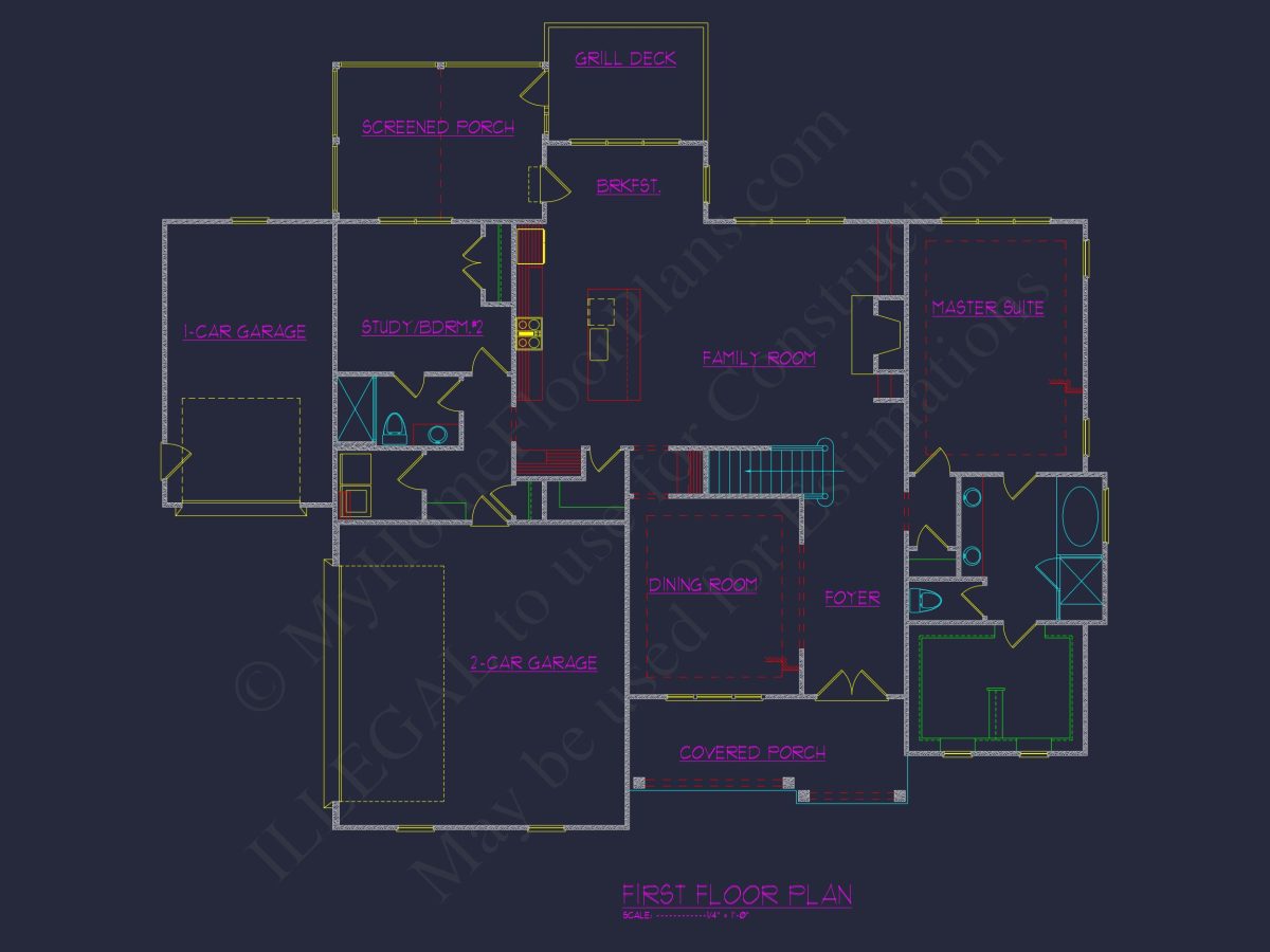 Modern Suburban house Floor Plan - CAD Blueprint Designs