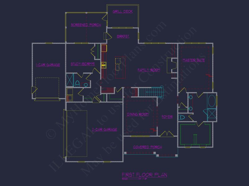 Modern Suburban house Floor Plan - CAD Blueprint Designs