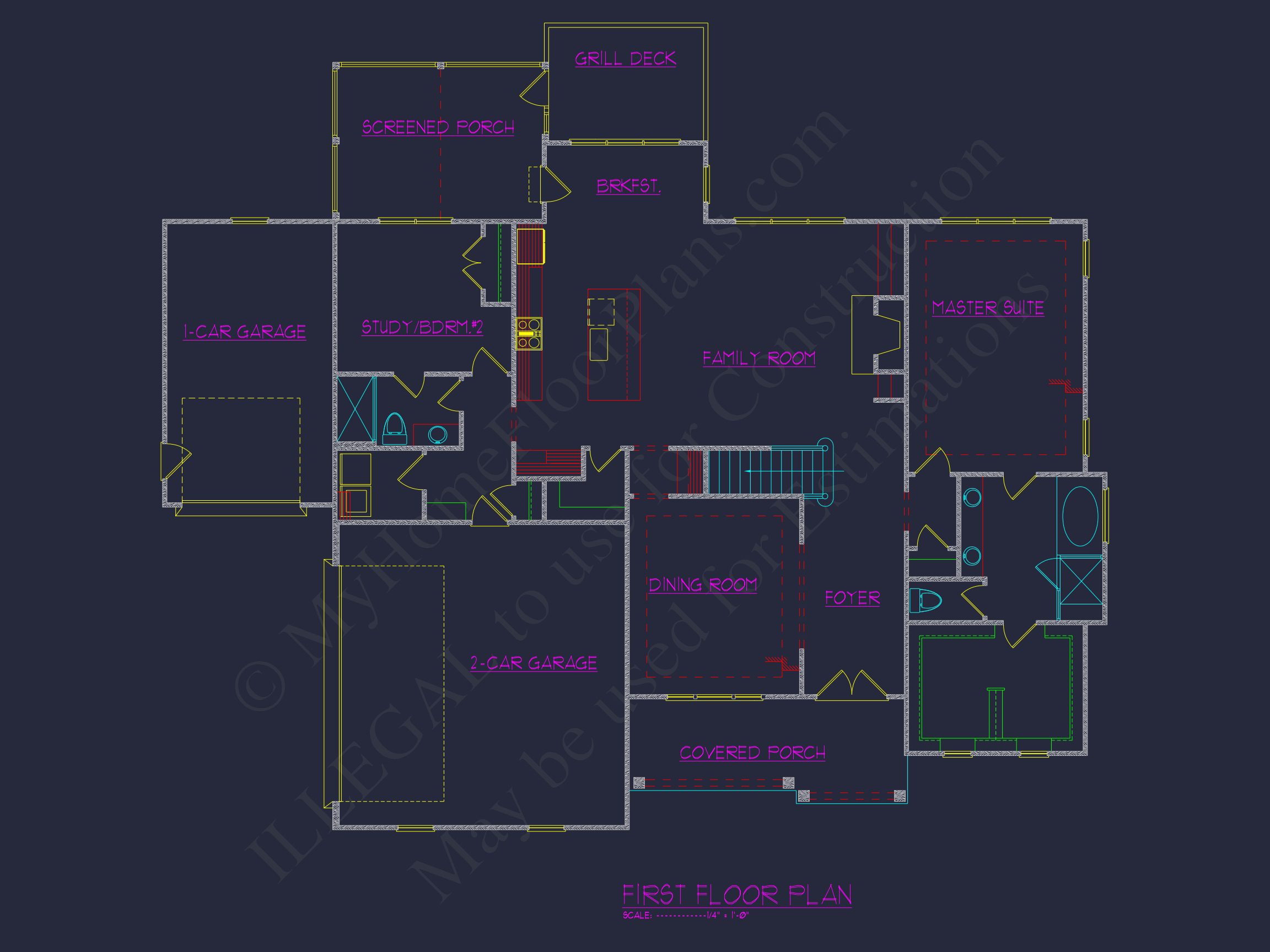 Modern Suburban house Floor Plan - CAD Blueprint Designs