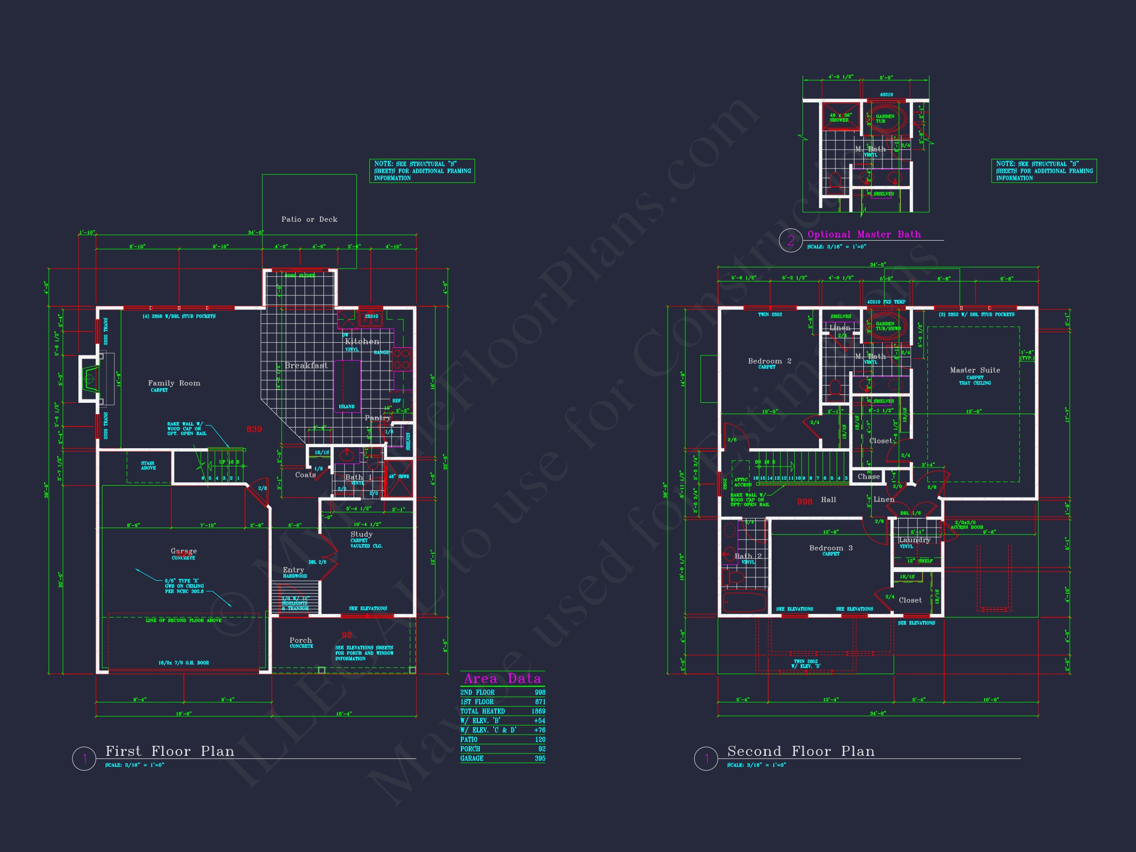 Modern Suburban Home Floor Plan with CAD Architectural Designs