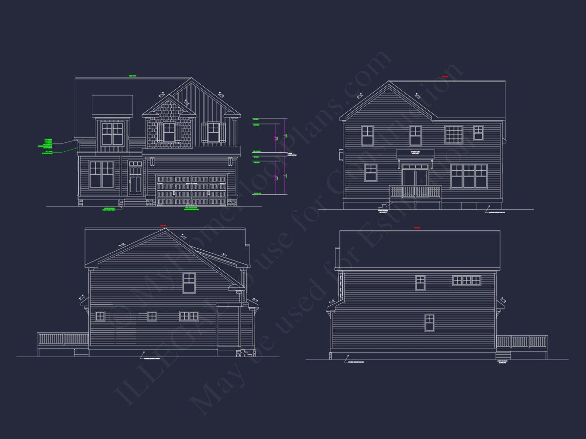 Modern Suburban house Plan - CAD Blueprint for a 2-Story Design