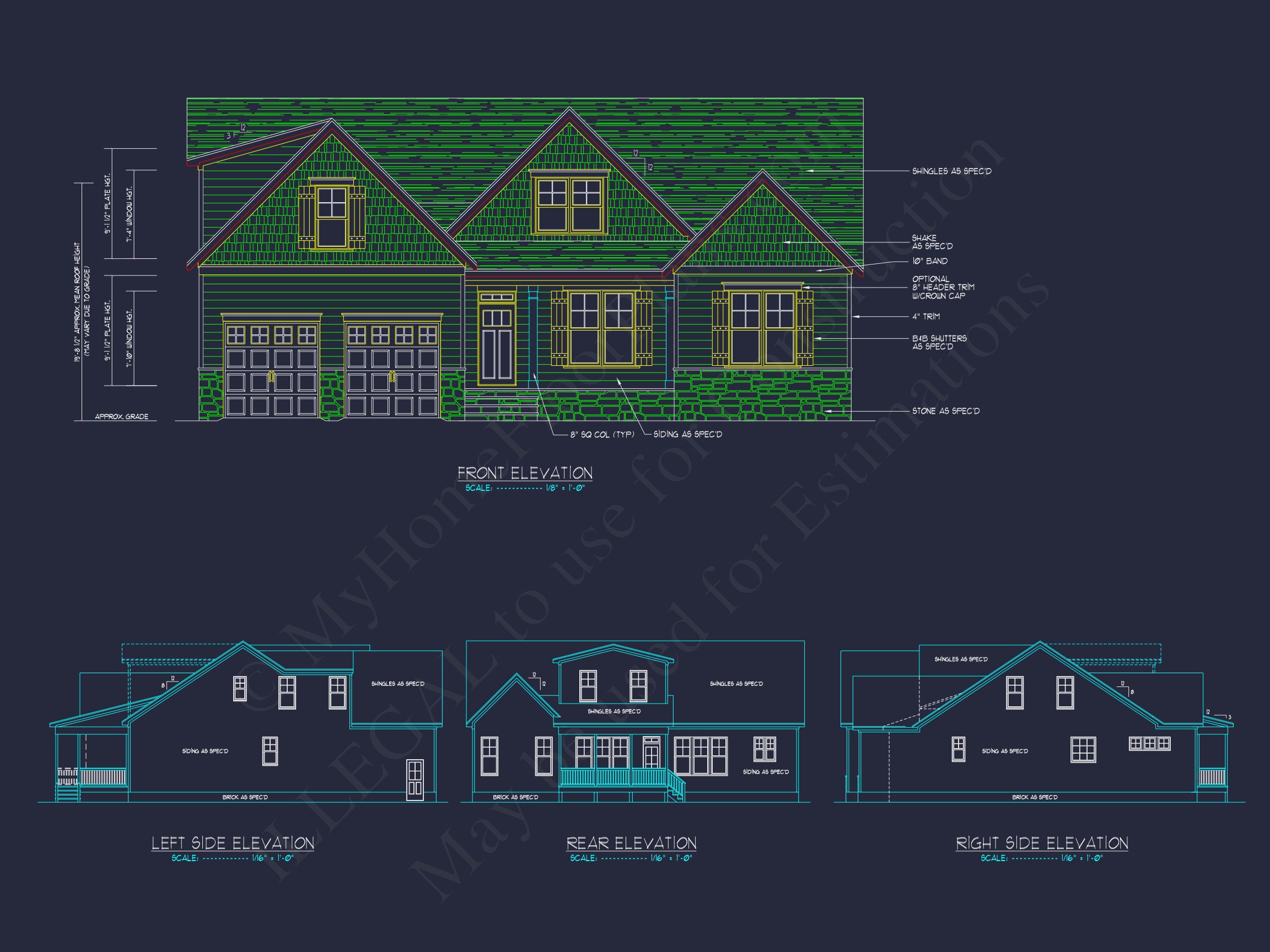 Modern Suburban house Plan with 2 Floors,4 Bedrooms,and CAD Designs