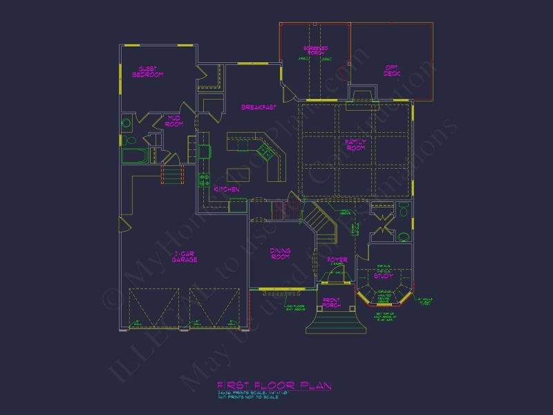 Modern Suburban house Plan with 4 Beds and Open Floor Plans