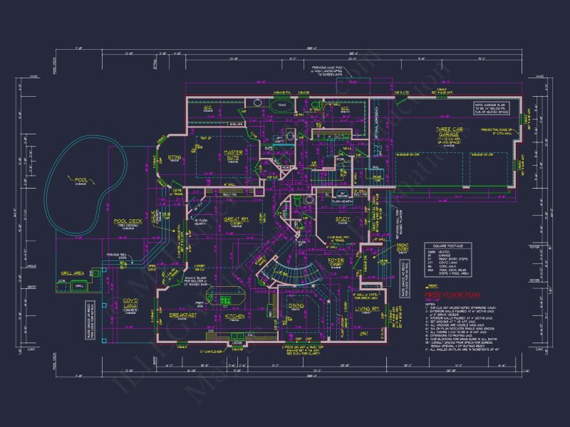 Modern Suburban house Plan with 4 Beds, CAD Floor Designs
