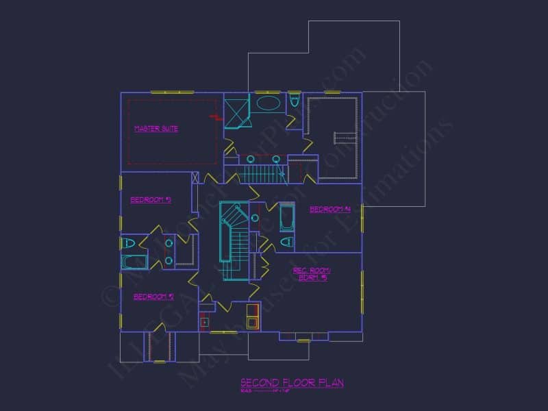 Modern Suburban house Plan with Blueprint & CAD Designs
