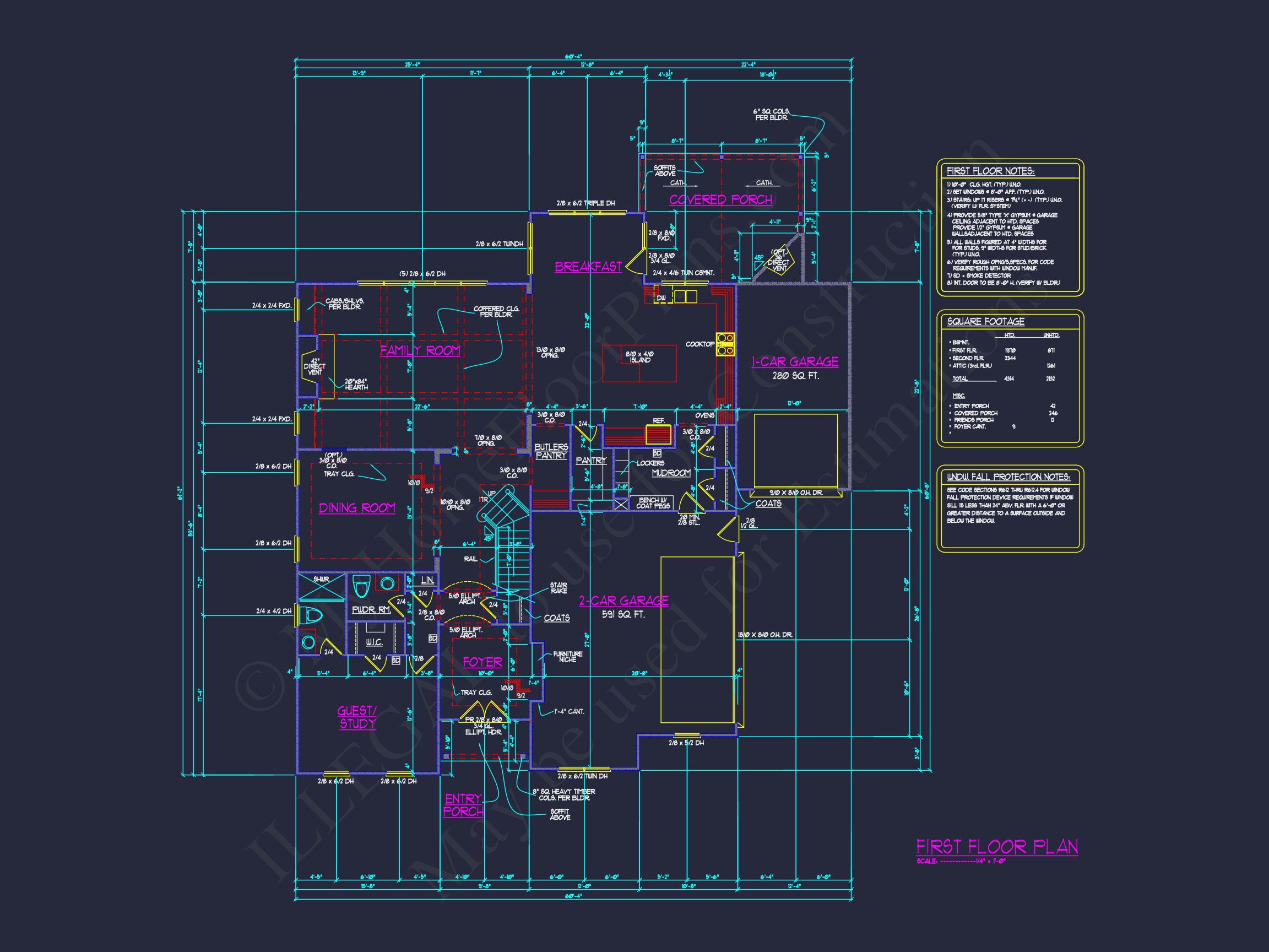Modern Suburban house Plan with Blueprint & CAD Designs