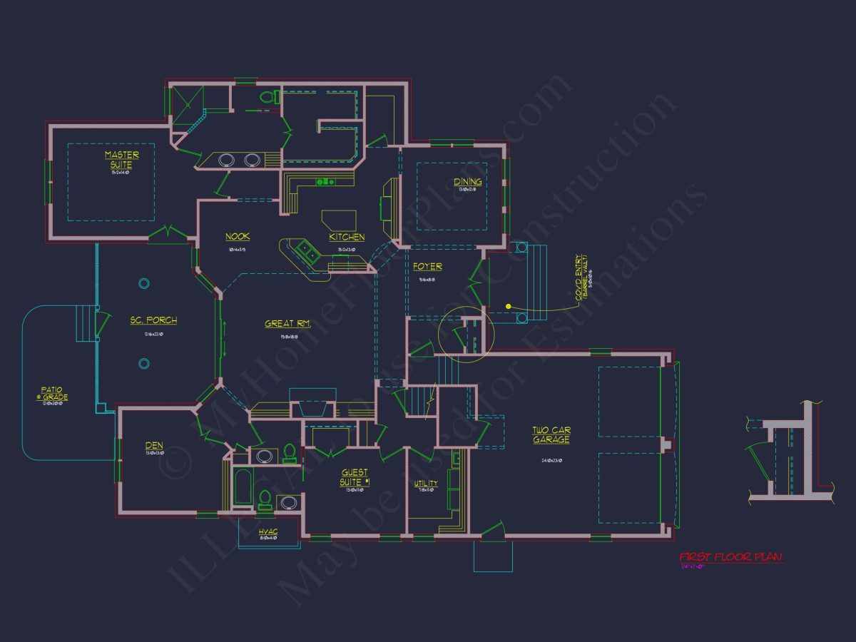 Modern Suburban house Plan with Blueprint and CAD Designs