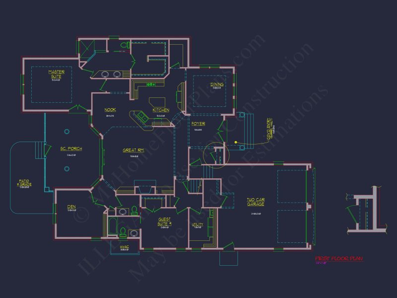 Modern Suburban house Plan with Blueprint and CAD Designs
