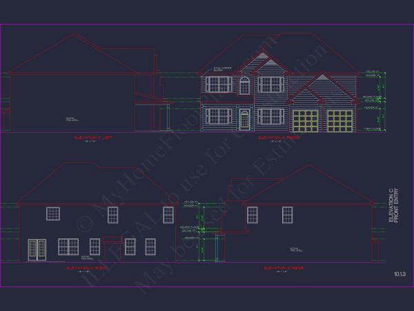 Modern Suburban house Plan with CAD Designs & Floor Blueprint