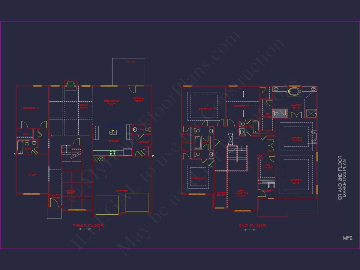 Modern Suburban house Plan with CAD Designs & Floor Blueprint