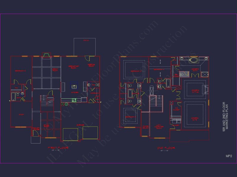 Modern Suburban house Plan with CAD Designs & Floor Blueprint