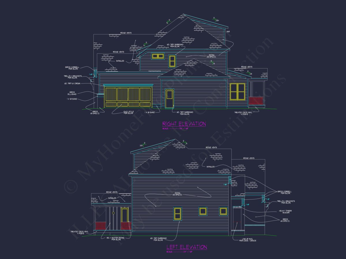 Modern Suburban house Plan with Detailed Blueprint Designs