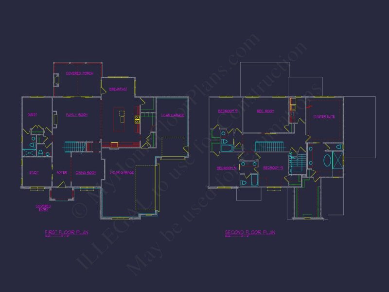 Modern Suburban house Plan with Detailed Blueprint Designs