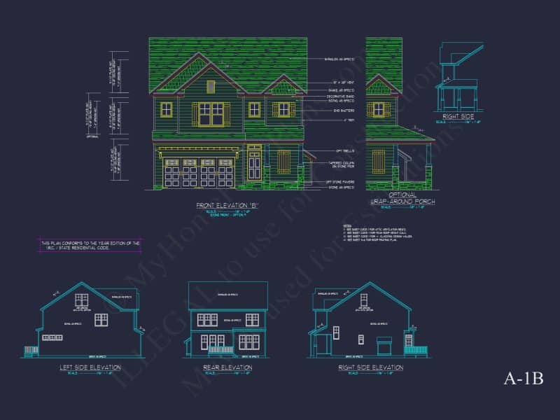 Modern Suburban house Plan with Detailed Floor Blueprint CAD