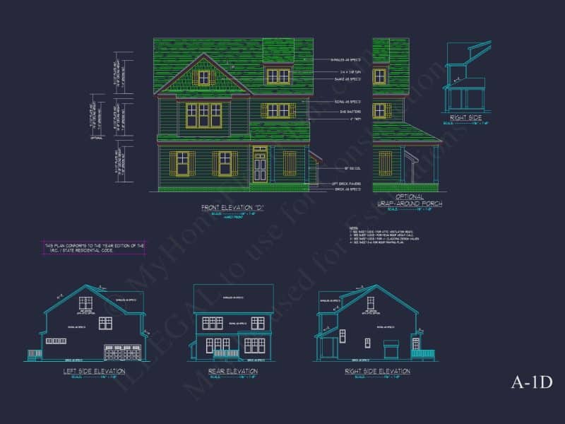 Modern Suburban house Plan with Detailed Floor Blueprint CAD