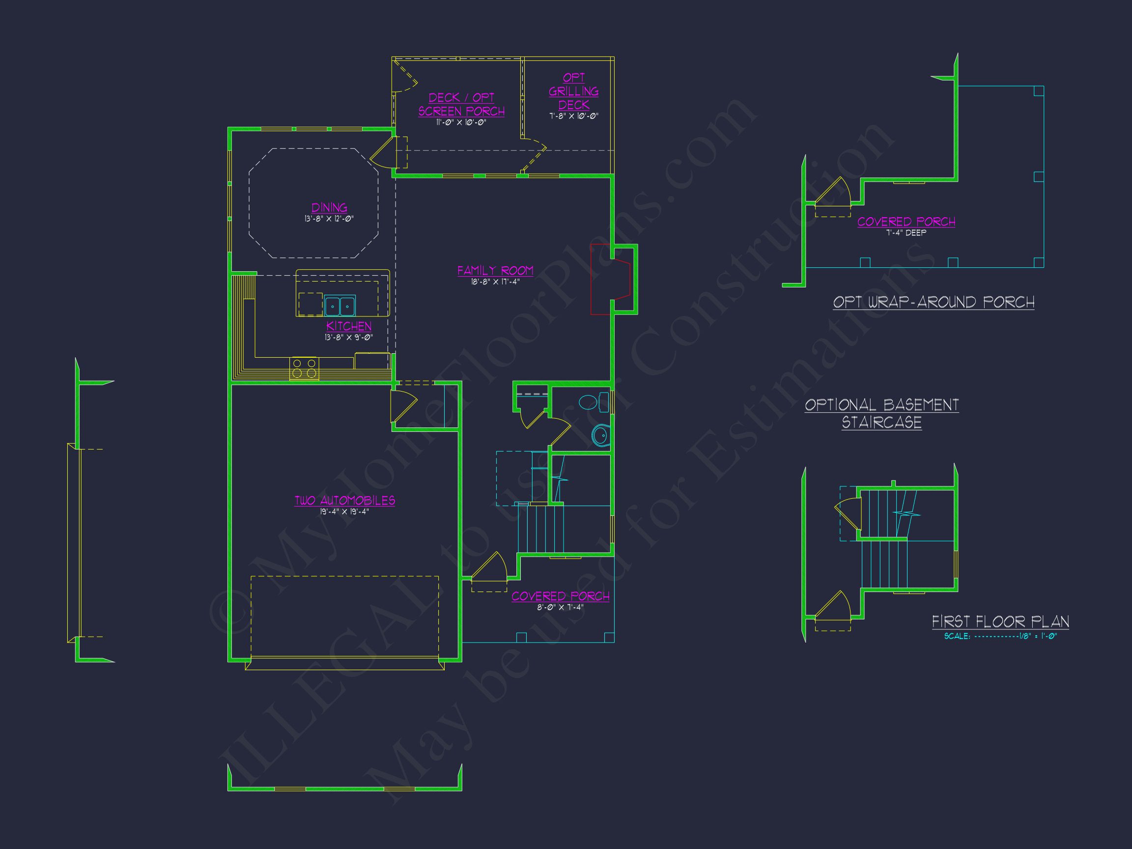 Modern Suburban house Plan with Detailed Floor Blueprint CAD