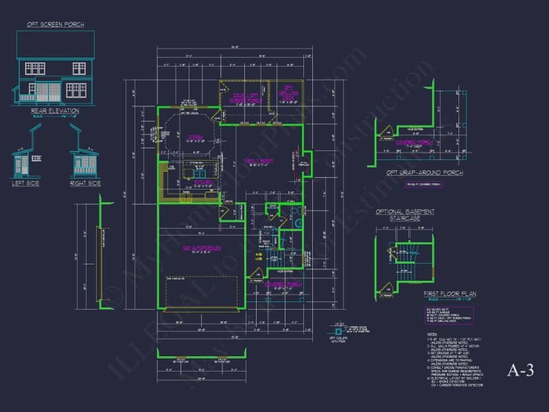 Modern Suburban house Plan with Detailed Floor Blueprint CAD
