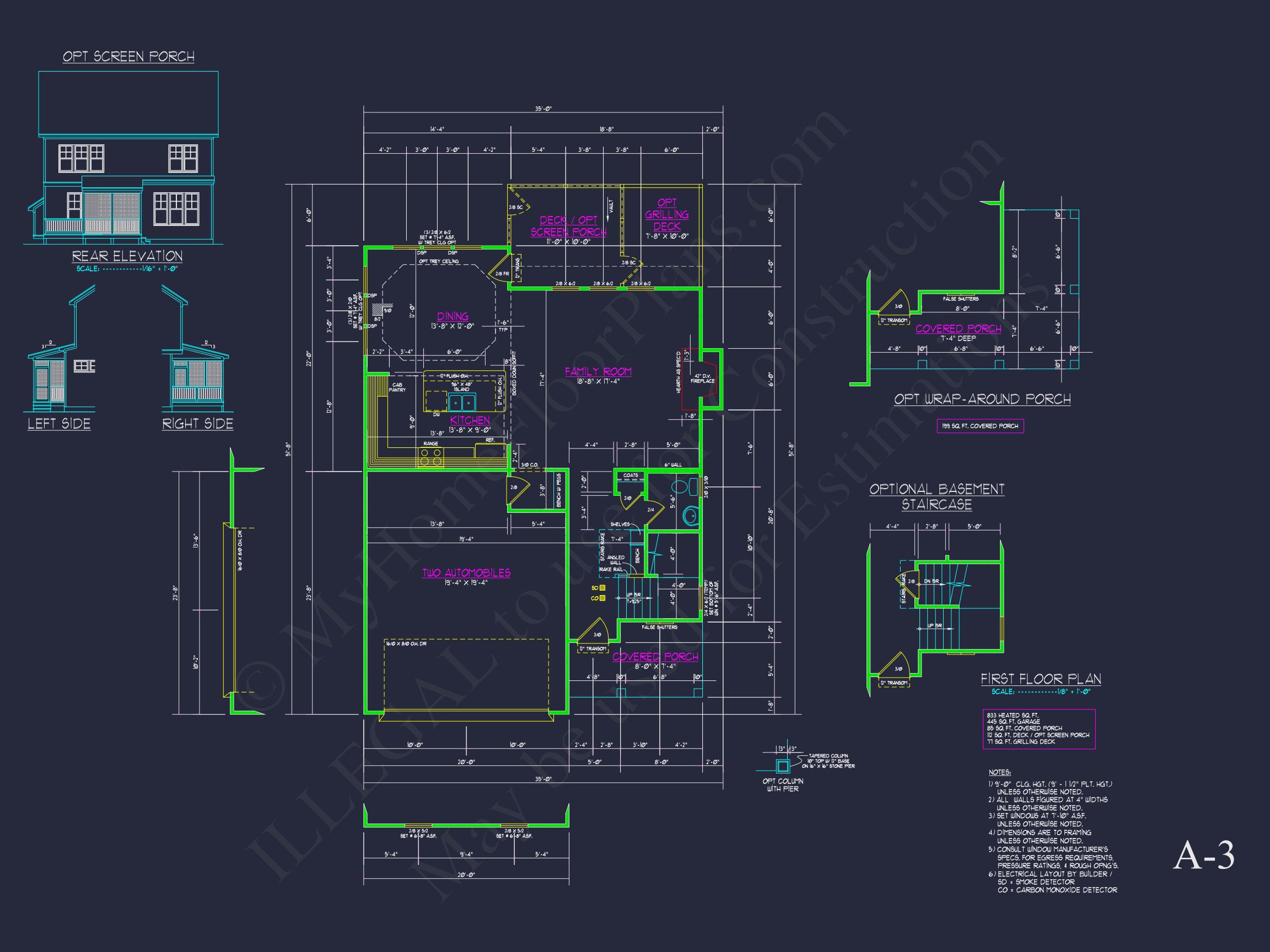 Modern Suburban house Plan with Detailed Floor Blueprint CAD