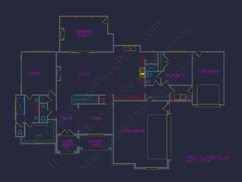 Modern Suburban house Plan with Open Floor Design and CAD Blueprint