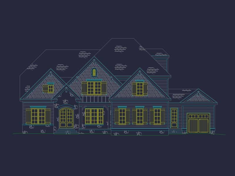 Modern Traditional house Plan with Detailed Blueprint Designs