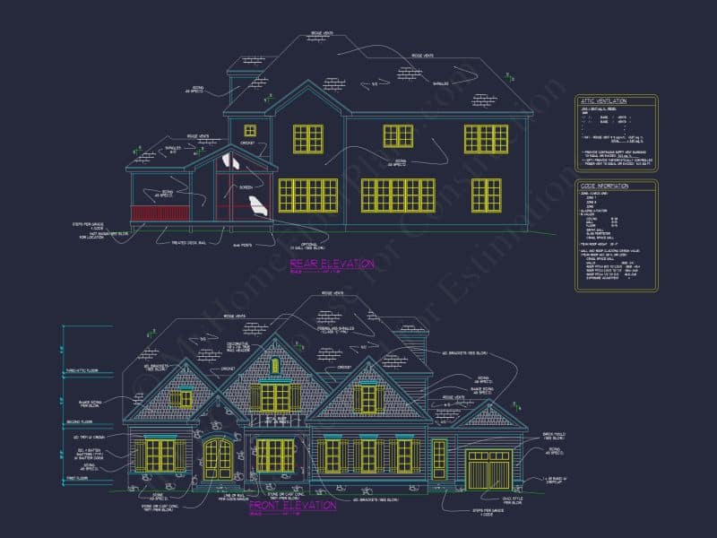 Modern Traditional house Plan with Detailed Blueprint Designs