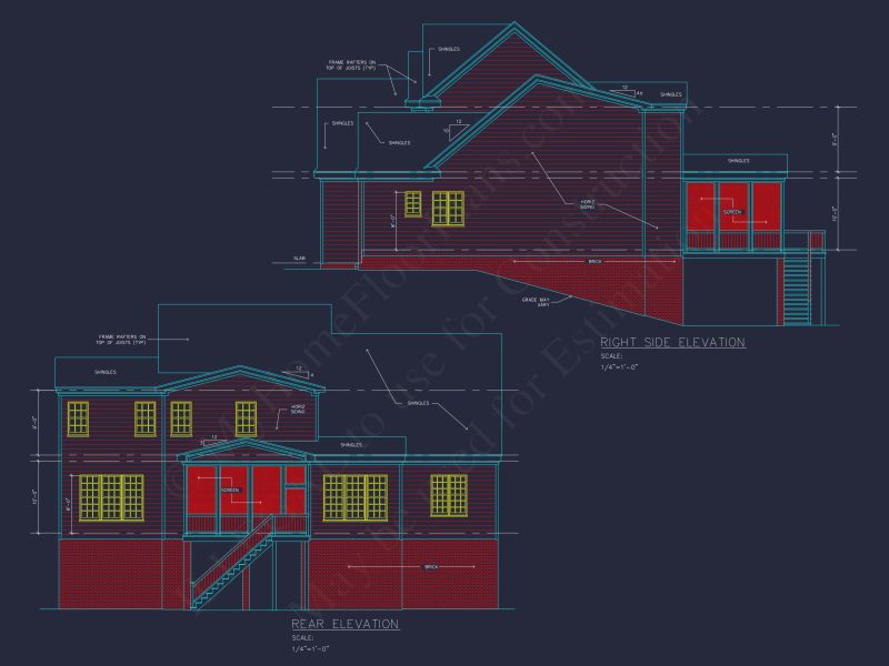 Modern Two-Story house Plan with CAD Architecture Designs