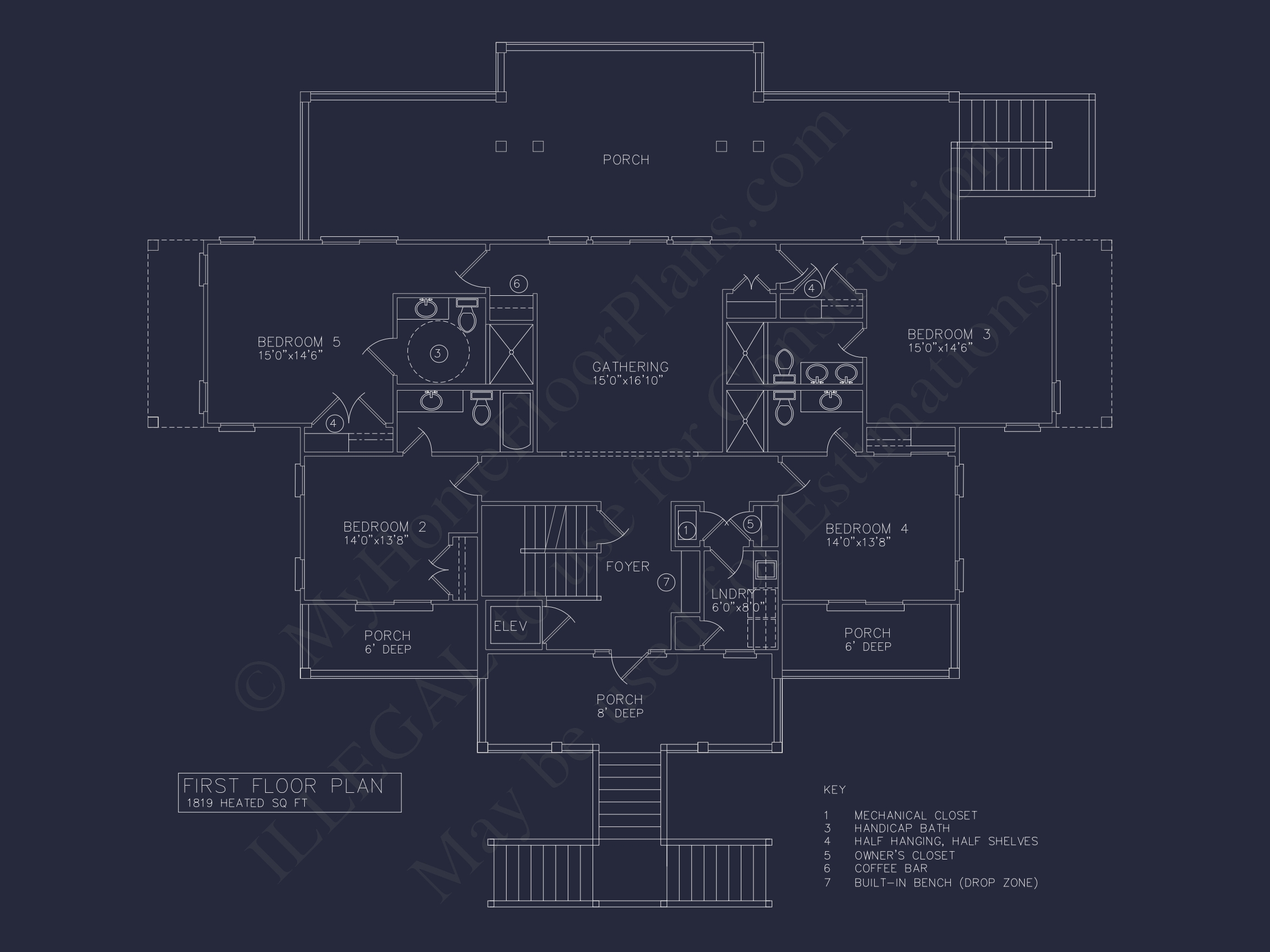 Oceanfront Luxury Home Plan with 7 Bedrooms and CAD Designs