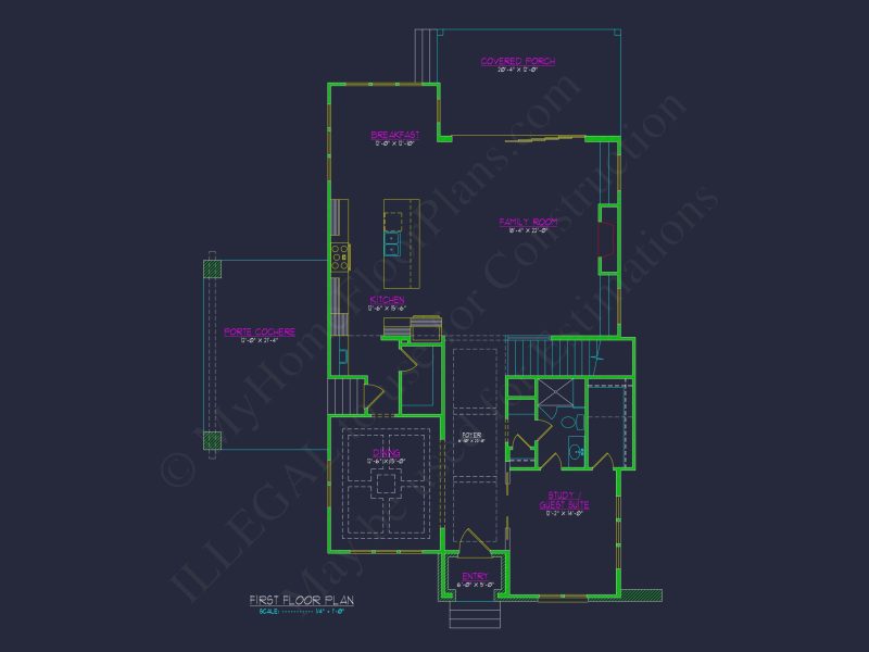 One-Car Garage Plan with Detailed CAD Blueprint and Architecture Designs